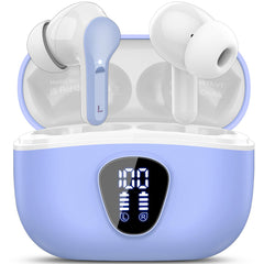 Wireless Earbuds, Bluetooth 5.4 Headphones HiFi Stereo, Bluetooth Earbuds with ENC Noise Cancelling Mic, IP7 Waterproof in Ear Earphones, 48H, LED Display Ear buds for Pad Phones Workout Sports, Azure