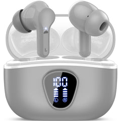 Wireless Earbuds, Bluetooth 5.4 Headphones HiFi Stereo, Bluetooth Earbuds with ENC Noise Cancelling Mic, IP7 Waterproof in Ear Earphones, 48H, LED Display Ear buds for Pad Phones Workout Sports, Azure