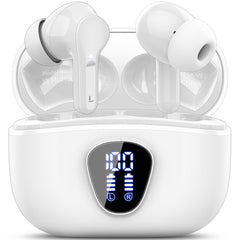 Wireless Earbuds, Bluetooth 5.4 Headphones HiFi Stereo, Bluetooth Earbuds with ENC Noise Cancelling Mic, IP7 Waterproof in Ear Earphones, 48H, LED Display Ear buds for Pad Phones Workout Sports, Azure