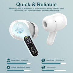 Wireless Earbuds, Bluetooth 5.4 Headphones HiFi Stereo, Bluetooth Earbuds with ENC Noise Cancelling Mic, IP7 Waterproof in Ear Earphones, 48H, LED Display Ear buds for Pad Phones Workout Sports, Azure