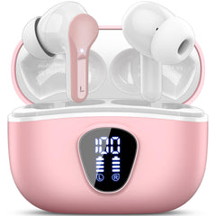 Wireless Earbuds, Bluetooth 5.4 Headphones HiFi Stereo, Bluetooth Earbuds with ENC Noise Cancelling Mic, IP7 Waterproof in Ear Earphones, 48H, LED Display Ear buds for Pad Phones Workout Sports, Azure