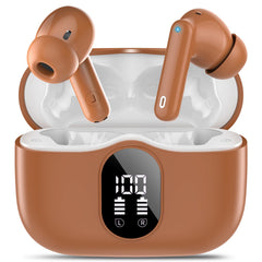 Wireless Earbuds, Bluetooth 5.4 Headphones Bass Stereo, Ear Buds with Noise Cancelling Mic, LED Display in Ear Earphones Clear Calls, IP7 Waterproof Bluetooth Earbuds for Phones/Sports/Laptop, White