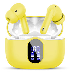 Wireless Earbuds, Bluetooth 5.4 Headphones Bass Stereo, Ear Buds with Noise Cancelling Mic, LED Display in Ear Earphones Clear Calls, IP7 Waterproof Bluetooth Earbuds for Phones/Sports/Laptop, White