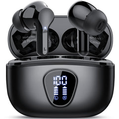 Wireless Earbuds, Bluetooth 5.4 Headphones HiFi Stereo, Bluetooth Earbuds with ENC Noise Cancelling Mic, IP7 Waterproof in Ear Earphones, 48H, LED Display Ear buds for Pad Phones Workout Sports, Azure