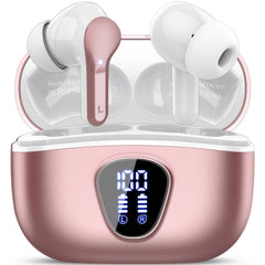 Wireless Earbuds, Bluetooth 5.4 Headphones HiFi Stereo, Bluetooth Earbuds with ENC Noise Cancelling Mic, IP7 Waterproof in Ear Earphones, 48H, LED Display Ear buds for Pad Phones Workout Sports, Azure