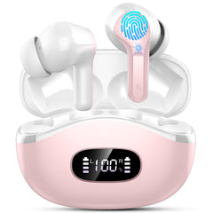 Wireless Earbuds, 48Hrs 2026 Bluetooth Headphones, Hi-Fi Stereo Deep Bass Ear Buds, ENC Noise Cancelling Mic, Clear Calls, IP-X7 Waterproof, USB Sport Earphones in Ear for Phones Laptop Pad, White
