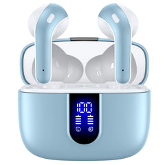 Bluetooth Headphones True Wireless Earbuds 60H Playback LED Power Display Earphones with Wireless Charging Case IPX5 Waterproof in-Ear Ear buds with Mic for TV Smart Phone Laptop Computer Sports