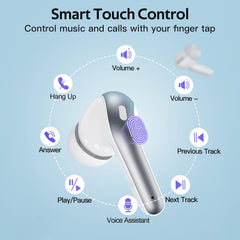 Bluetooth Headphones True Wireless Earbuds 60H Playback LED Power Display Earphones with Wireless Charging Case IPX5 Waterproof in-Ear Ear buds with Mic for TV Smart Phone Laptop Computer Sports