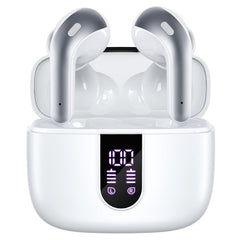 Bluetooth Headphones True Wireless Earbuds 60H Playback LED Power Display Earphones with Wireless Charging Case IPX5 Waterproof in-Ear Ear buds with Mic for TV Smart Phone Laptop Computer Sports