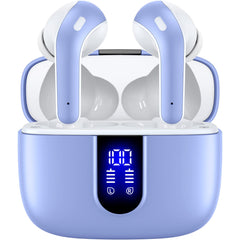 Bluetooth Headphones True Wireless Earbuds 60H Playback LED Power Display Earphones with Wireless Charging Case IPX5 Waterproof in-Ear Ear buds with Mic for TV Smart Phone Laptop Computer Sports