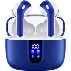 Bluetooth Headphones True Wireless Earbuds 60H Playback LED Power Display Earphones with Wireless Charging Case IPX5 Waterproof in-Ear Ear buds with Mic for TV Smart Phone Laptop Computer Sports