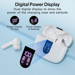 Bluetooth Headphones True Wireless Earbuds 60H Playback LED Power Display Earphones with Wireless Charging Case IPX5 Waterproof in-Ear Ear buds with Mic for TV Smart Phone Laptop Computer Sports
