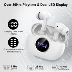 Bluetooth 5.4 Earbuds, 2026 Bass-3.0 Wireless Headphones 3D-Stereo Ear Buds, 4 ENC Noise Cancelling Mic, 40+Hrs USB-C in-Ear Earphones, IP-X7 Waterproof Sport Workout Gym for Laptop Pad Android iOS