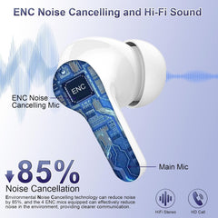 Wireless Earbuds, 48Hrs 2026 Bluetooth Headphones, Hi-Fi Stereo Deep Bass Ear Buds, ENC Noise Cancelling Mic, Clear Calls, IP-X7 Waterproof, USB Sport Earphones in Ear for Phones Laptop Pad, White
