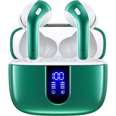 Bluetooth Headphones True Wireless Earbuds 60H Playback LED Power Display Earphones with Wireless Charging Case IPX5 Waterproof in-Ear Ear buds with Mic for TV Smart Phone Laptop Computer Sports