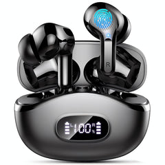 Wireless Earbuds, 48Hrs 2026 Bluetooth Headphones, Hi-Fi Stereo Deep Bass Ear Buds, ENC Noise Cancelling Mic, Clear Calls, IP-X7 Waterproof, USB Sport Earphones in Ear for Phones Laptop Pad, White